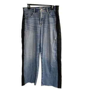 Loft Womens Sz 30 (10) Jeans High Wasted Cropped Relaxed Straight Leg Stripe